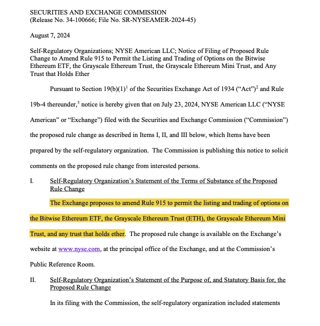 Grayscale, Bitwise, NYSE American Battle to List Three ETH ETF Options