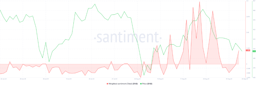 BNB Weighted Sentiment. Source: Santiment