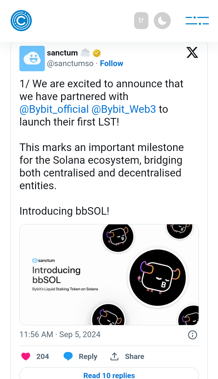 Bybit Launches World’s First Exchange-Backed Liquidity Staking Token bbSOL on Solana