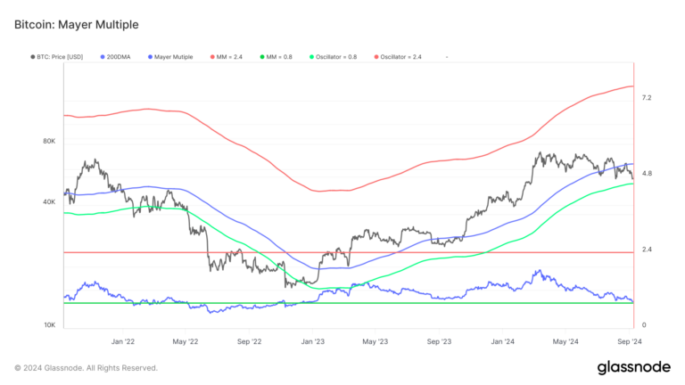 Bitcoin Mayer Multiple. Source: Glassnode