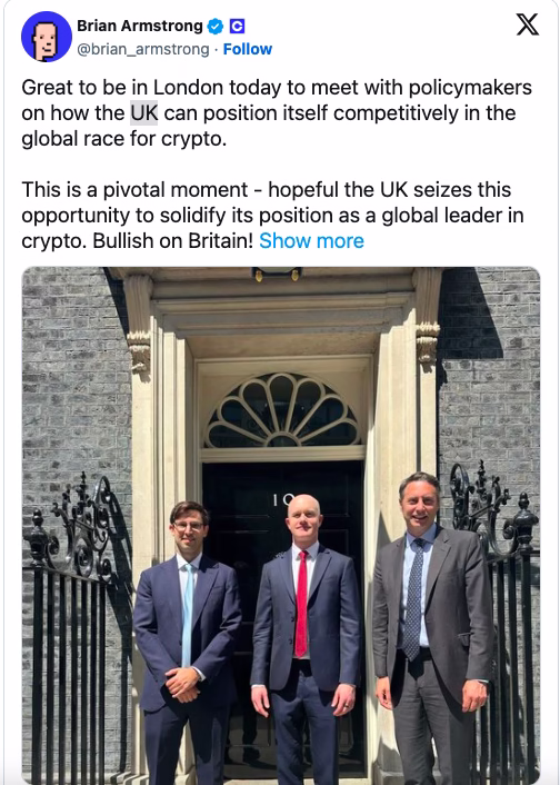 UK stablecoin regulation at critical juncture as Coinbase CEO pushes for faster adoption