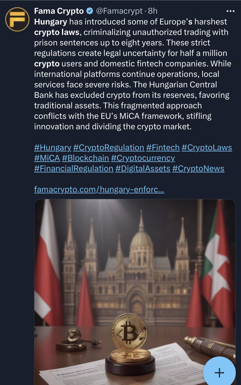 Hungary’s new crypto law triggers panic with harsh prison sentences upto 5years