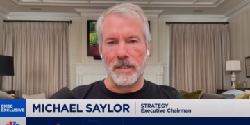 Strategy chair Michael Saylor said Bitcoin demand from ETFs and companies is surpassing daily miner supply, which could drive a year-end rally. Source: CNBC
