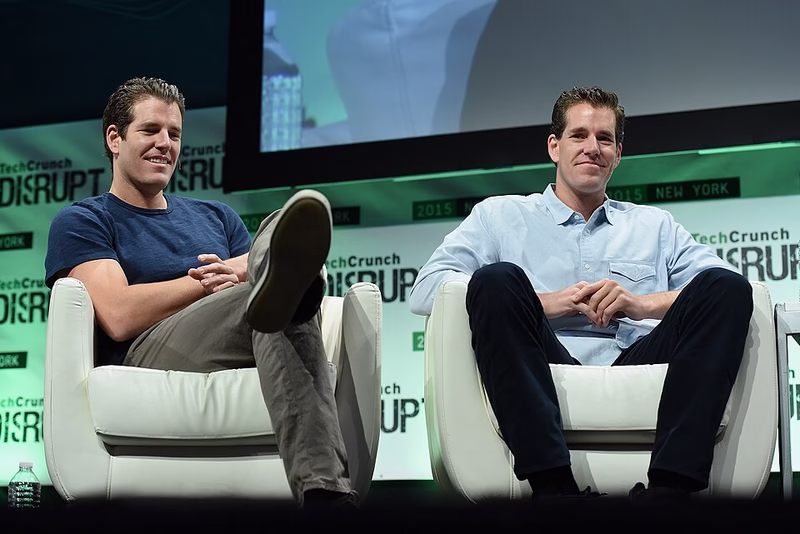 Cameron Winklevoss and Tyler Winklevoss at TechCrunch Disrupt NY 2015.
