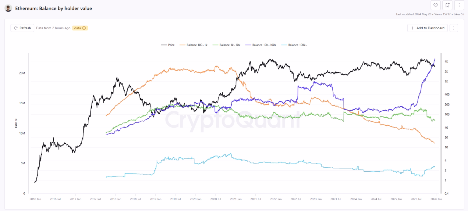 Ethereum inflow shocks the market as whale wallets hit record ETH balances