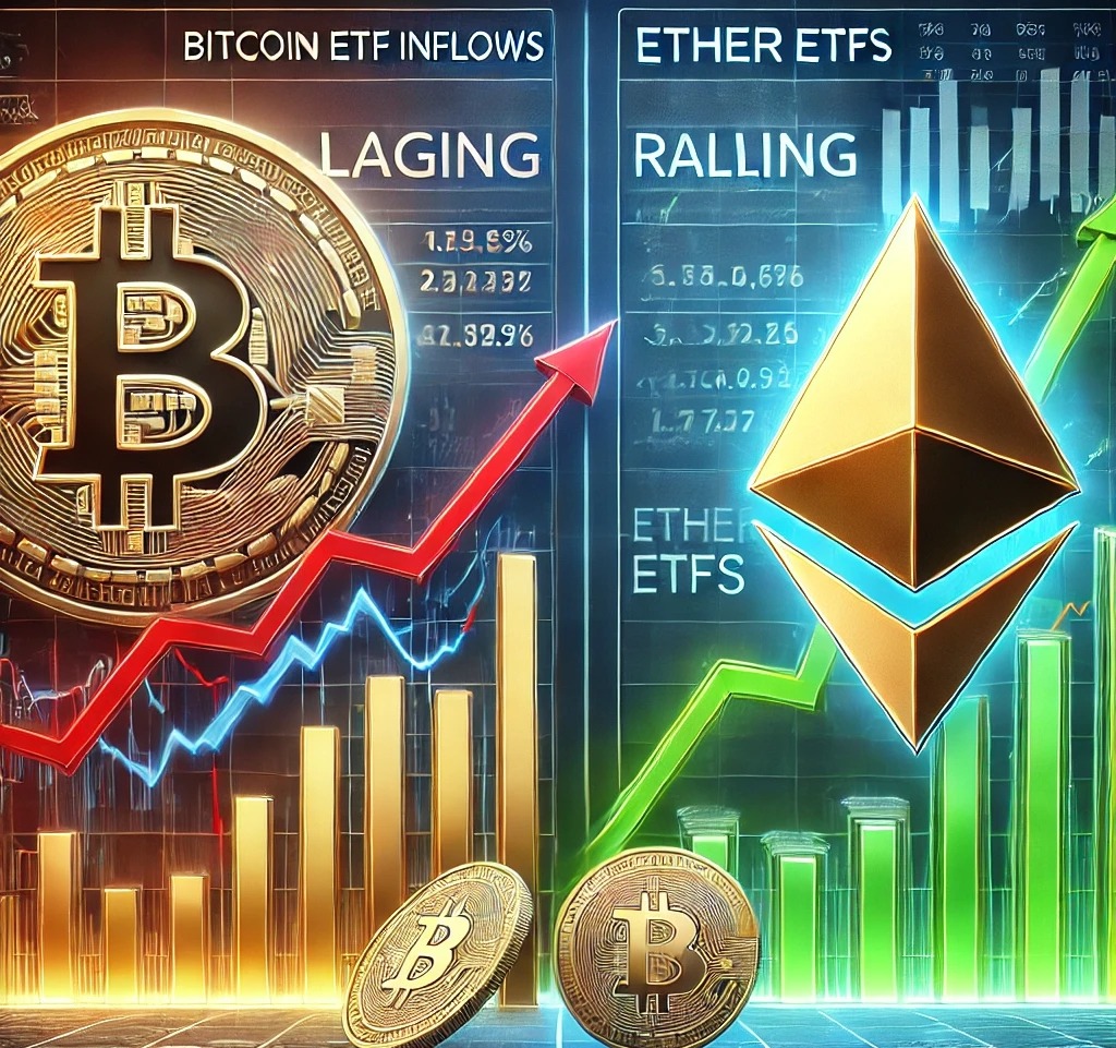 Bitcoin ETF Inflows Lag While Ether ETFs Rally