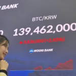 South Korea's Woori Bank displays bitcoin price alongside stocks and forex on trading floor