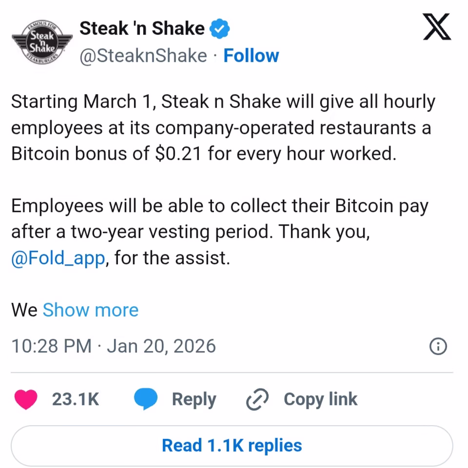 Steak ‘n Shake Bitcoin Payment Strategy Expands to Hourly Employee Wages