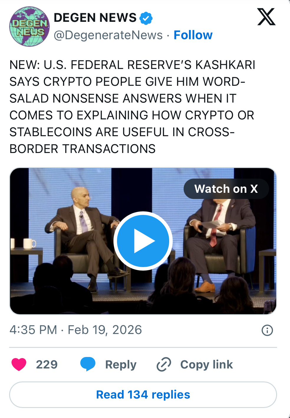 Neel Kashkari crypto skepticism intensifies at summit