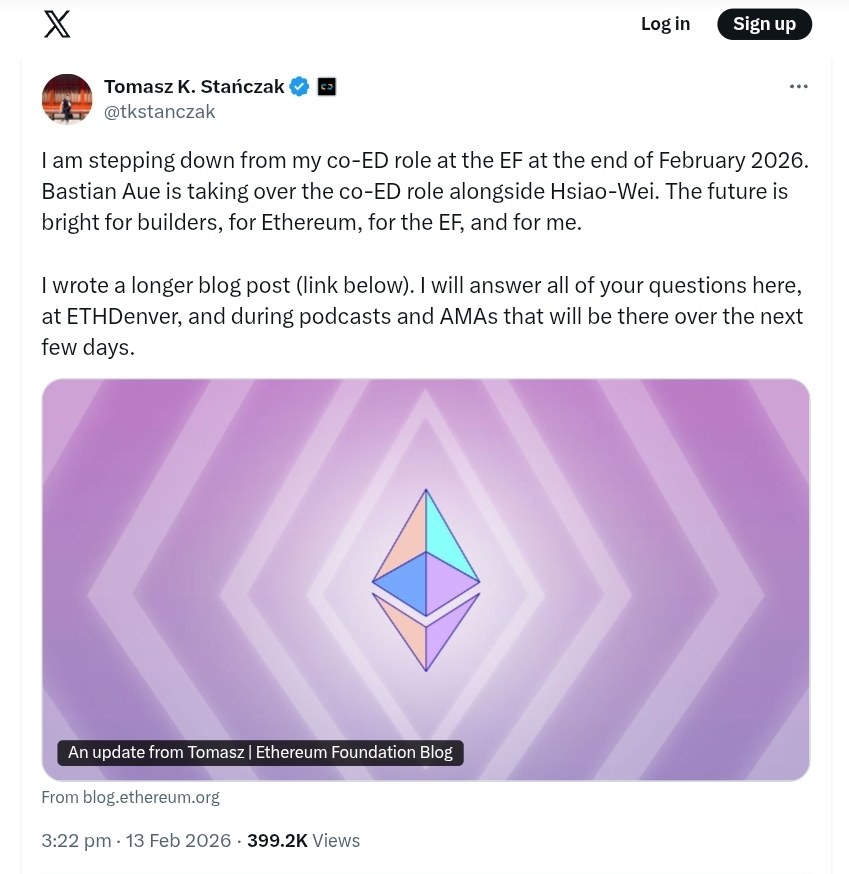 Ethereum foundation leadership reshuffle as Stanczak exits