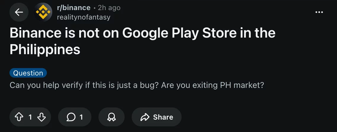 Binance Philippines ban