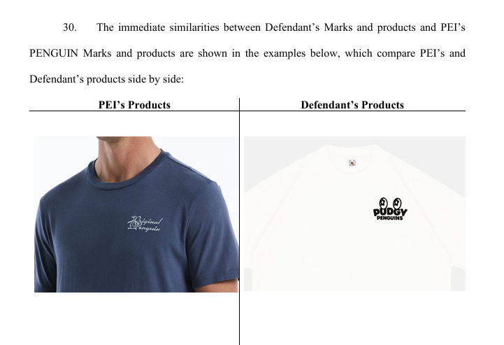 Pudgy Penguins trademark lawsuit targets NFT apparel brand