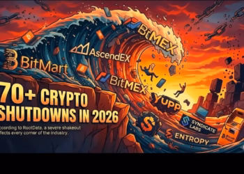 Crypto project closures surge as 70+ blockchain ventures disappear in 2026