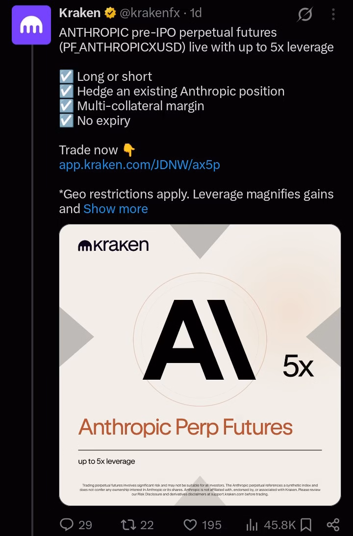 Kraken pre-IPO futures